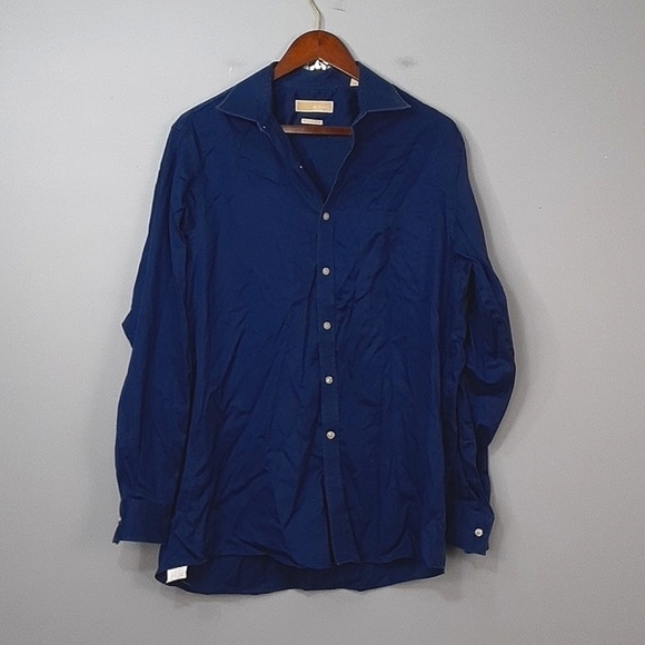 Michael Kors Men's Non Iron Blue Long Sleeve Button Down Shirt - Picture 1 of 9